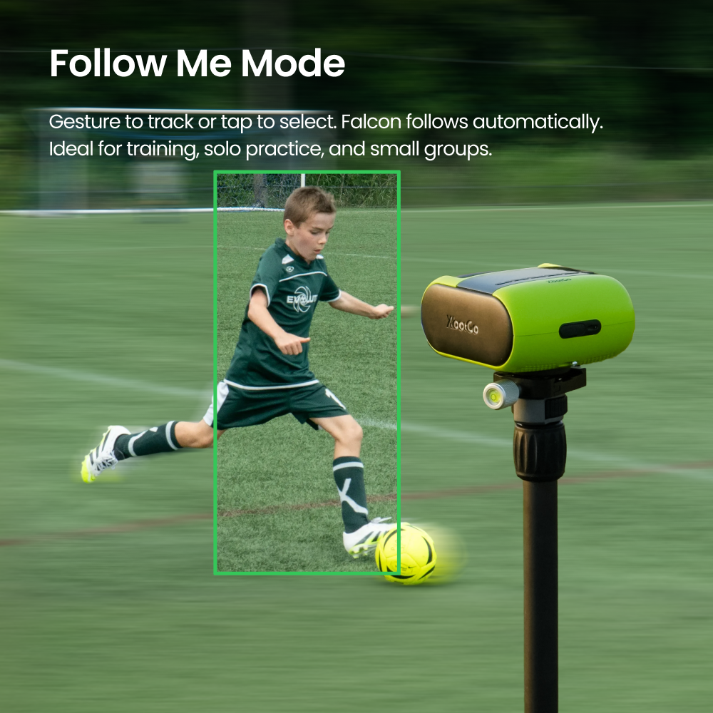 XbotGo Falcon Review: Worth It for Filming Kids' Games? 2 XbotGo Falcon Follow Me mode tracking a young soccer player