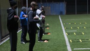 youth tackle football practice
